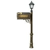 Lewiston LMC-700-SL-BZ Mailbox Post System with Ornate Base & Bayview Solar Lamp & 3 Cast Plates, Bronze
