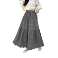 thumbnail image 4 of Oksale Maxi Skirts for Women Vintage Embroidery High Waisted Skirt Wave Hem Flowy A Line Skirts for Going Out Gray Free Size, 4 of 6