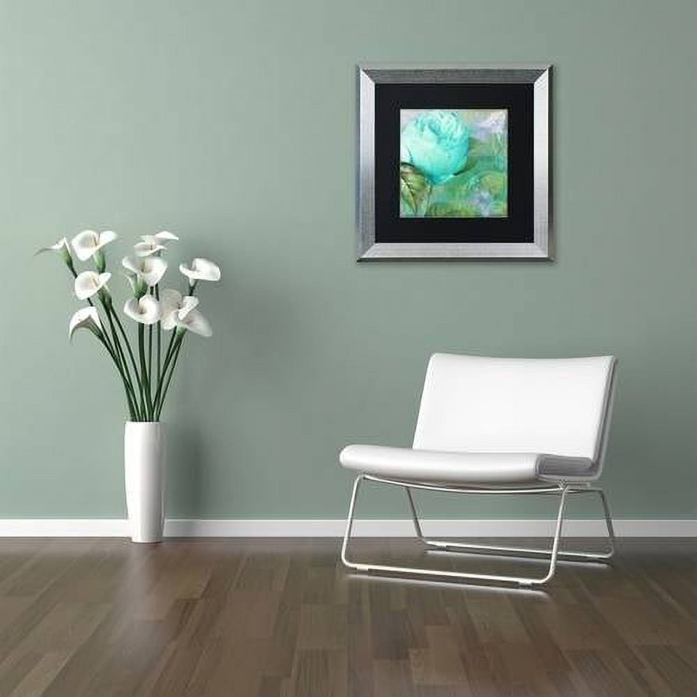 Trademark Fine Art "Aqua Rose I" Canvas Art by Color Bakery Black Matte, Silver Frame