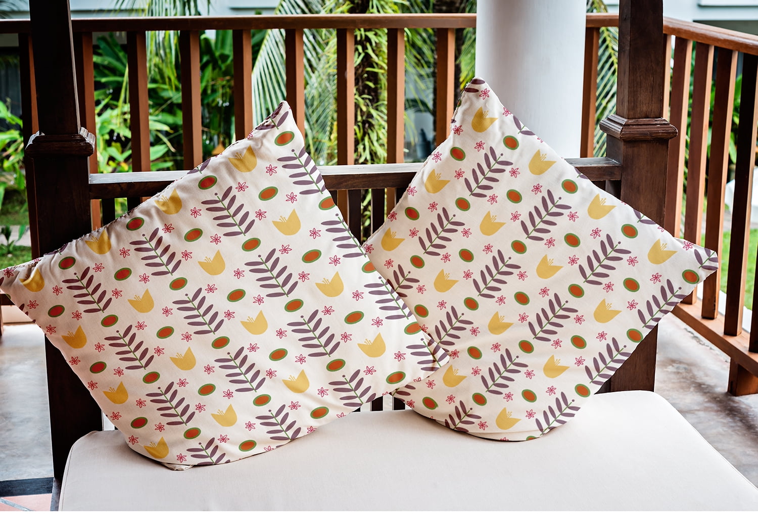 18" x 18" Simply Daisy Spring Garden Indoor/Outdoor Pillow, White Qty 1