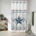 thumbnail image 6 of No Hook Shower Curtain, Texas Star Blue Shower Curtains for Bathroom with See Through Top Window, Farmhouse Country Branches Wooden Grain Waterproof & Washable Bath Curtain Narrow 54"x78", 6 of 9