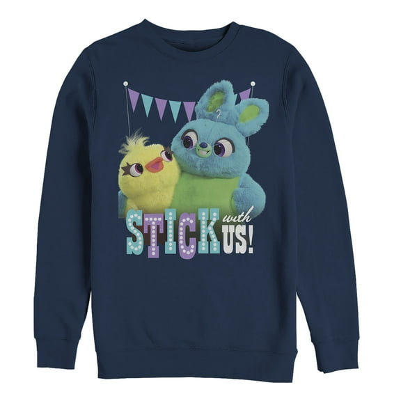 Men's Toy Story Ducky & Bunny Stick With Us BFFs Sweatshirt Navy Blue 2X Large