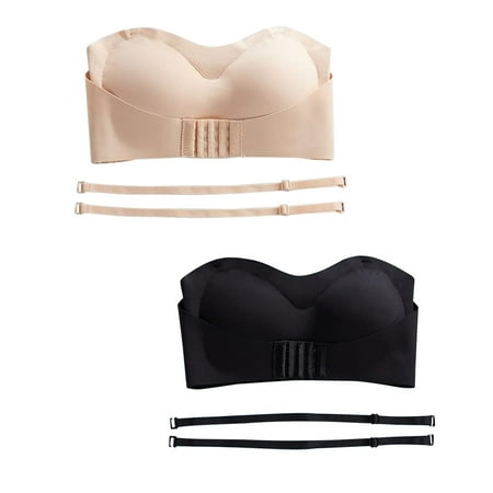 

Fsqjgq Body Glue for Skin and Clothes 2Pcwomen Lingerie Strapless Front Buckle Lift Bra Wire Slip Push Up Bandeau Bra Strap Clips for Dress Nylon Spandex Beige M