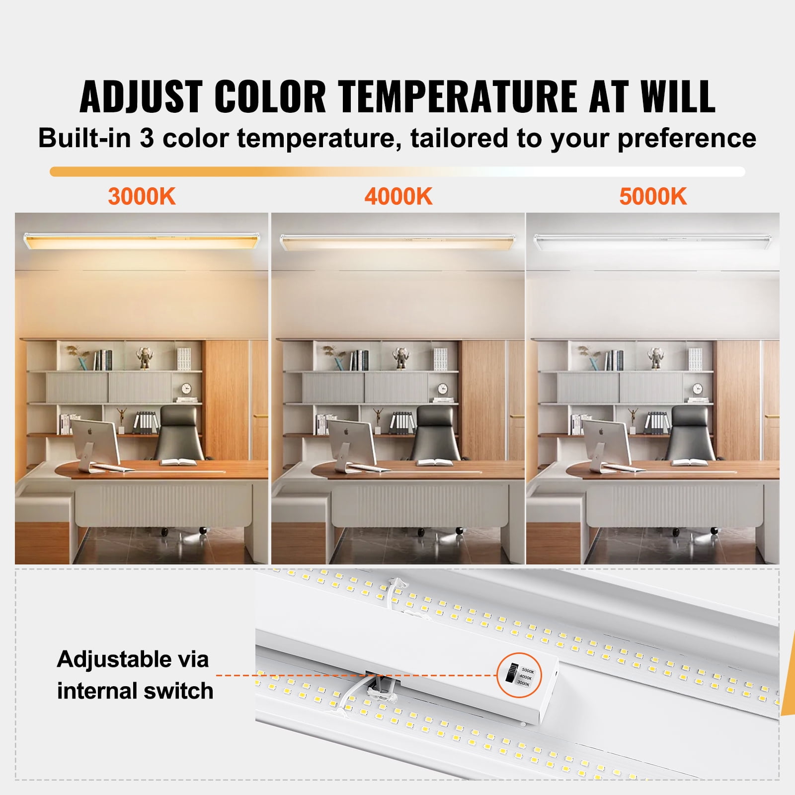SKYSHALO 4FT LED Wraparound Light 50W 5500LM Flush Mount LED Shop Light FCC