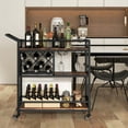 thumbnail image 4 of Costway Carro De Barra De 3 Niveles Con Ruedas, Carro De Servicio Rodante Con Estante Para Vino Y Soporte Para Copas, Carro De Bebidas Industrial Con Ruedas Bloqueables Y Asa Para Cocina, Comedor, 4 of 5