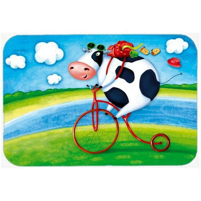 Carolines Treasures APH0076LCB Cow Riding Bicycle Glass Cutting Board, Large