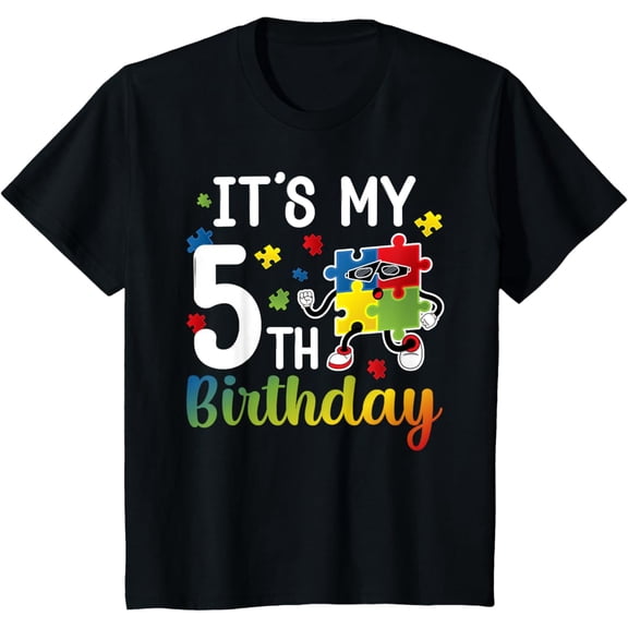 5Th Autism Birthday Party Five Year Old Autistic Unisex Men Women T-Shirt S-5Xl - Best Birthday Gifts