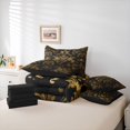 thumbnail image 6 of Manfei Teens Adults Bohemian Damask Twin Bedding Sets 7-Piece,Black Golden Bedding Comforter Set Microfiber,Exotic Style Breathable Sheet Sets,Breathable Home Decor,Reversible, 6 of 8