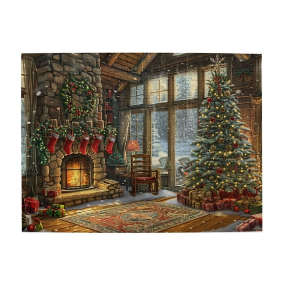 500 PCS fireplace & Christmas Trees 500 piece puzzle for adults,Festival puzzle Charm Gift,Challenging Brain Exercise,500 Piece Jigsaw Puzzle for Adults Challenging Puzzle Perfect for Game Nights
