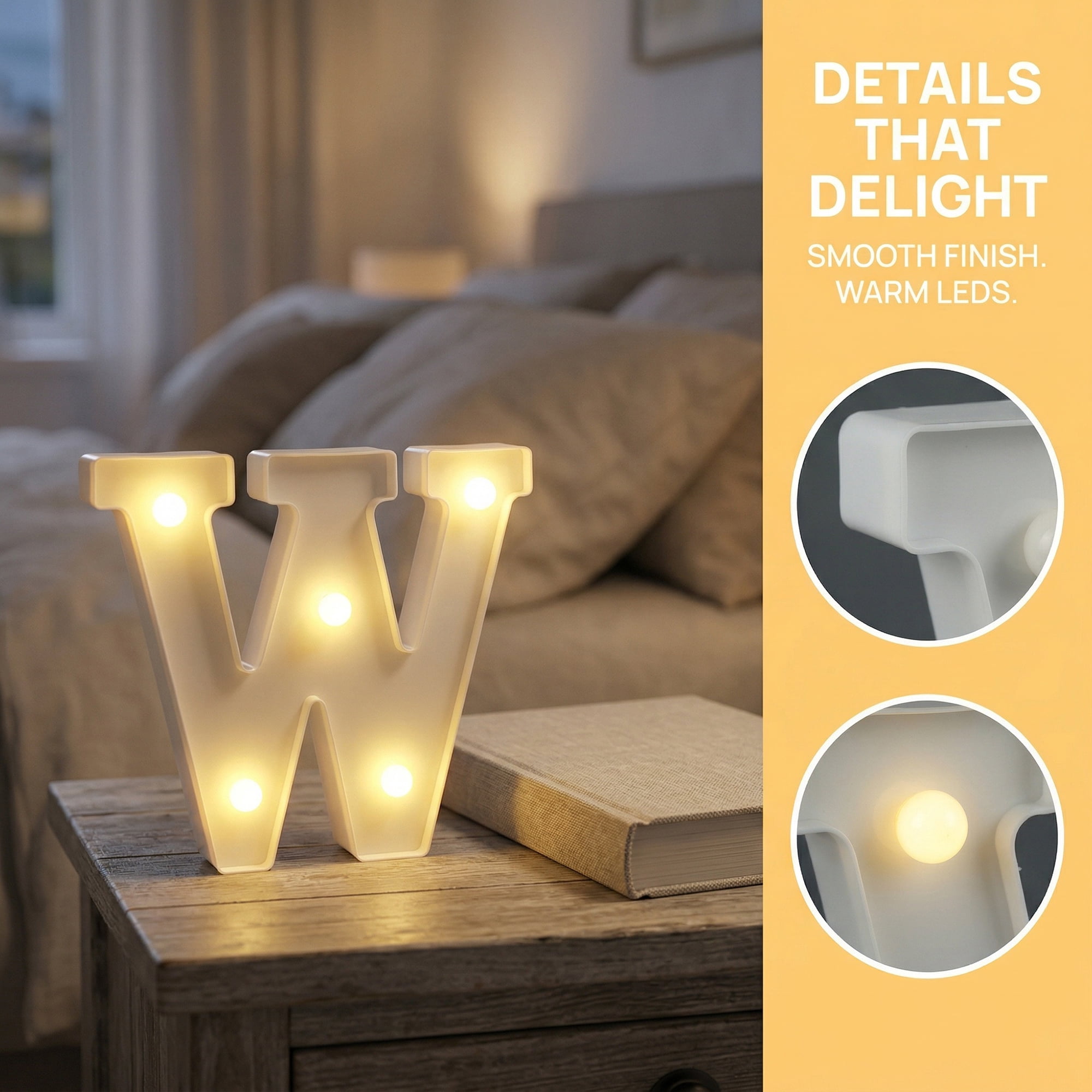 Unique Bargains Marquee Letters With Lights LED Light Up Signs Letter W 5"L x 1.1"W x 6.1"H