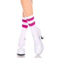 thumbnail image 1 of 526-WHITE-FUCHSIA Acrylic Ankle High with Striped Top Socks, White & Fuchsia, 1 of 1