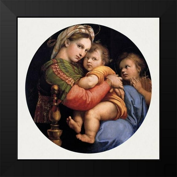 Raphael 12x12 Black Modern Framed Museum Art Print Titled - Madonna della seggiola
