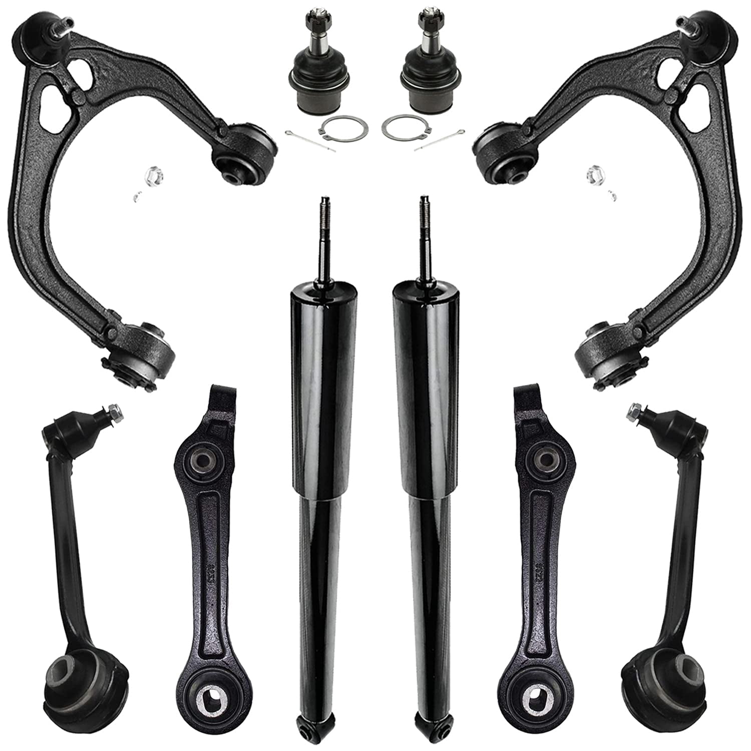 Detroit Axle - 12pc Front End Control Arms Kit for 2005-2010 Chrysler 300, 2006-2010 Dodge Charger, 2005-2008 Magnum, Control Arms Struts & Coil Spring Ball Joints Rear Shock Absorbers