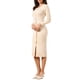 thumbnail image 4 of Vestido de suéter Bodycon INSPIRE CHIC para mujer 2025, vestido midi de punto con cuello en V, mangas largas y decoración de botones, talla M, color albaricoque, 4 of 6