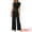 Black, variant on Women's Pajama Sets Short Sleeve Ruffled Top Long Pants Lounge Sets XS Pink