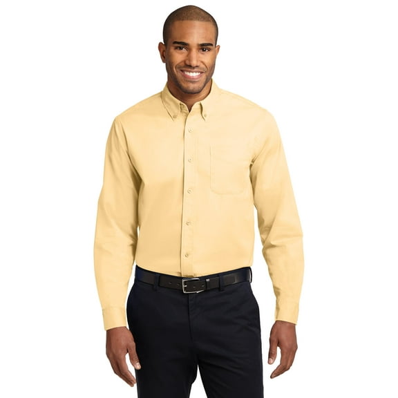 Port Authority S608ES Mens Extended Size Long Sleeve Easy Care Shirt, Yellow - 10XL