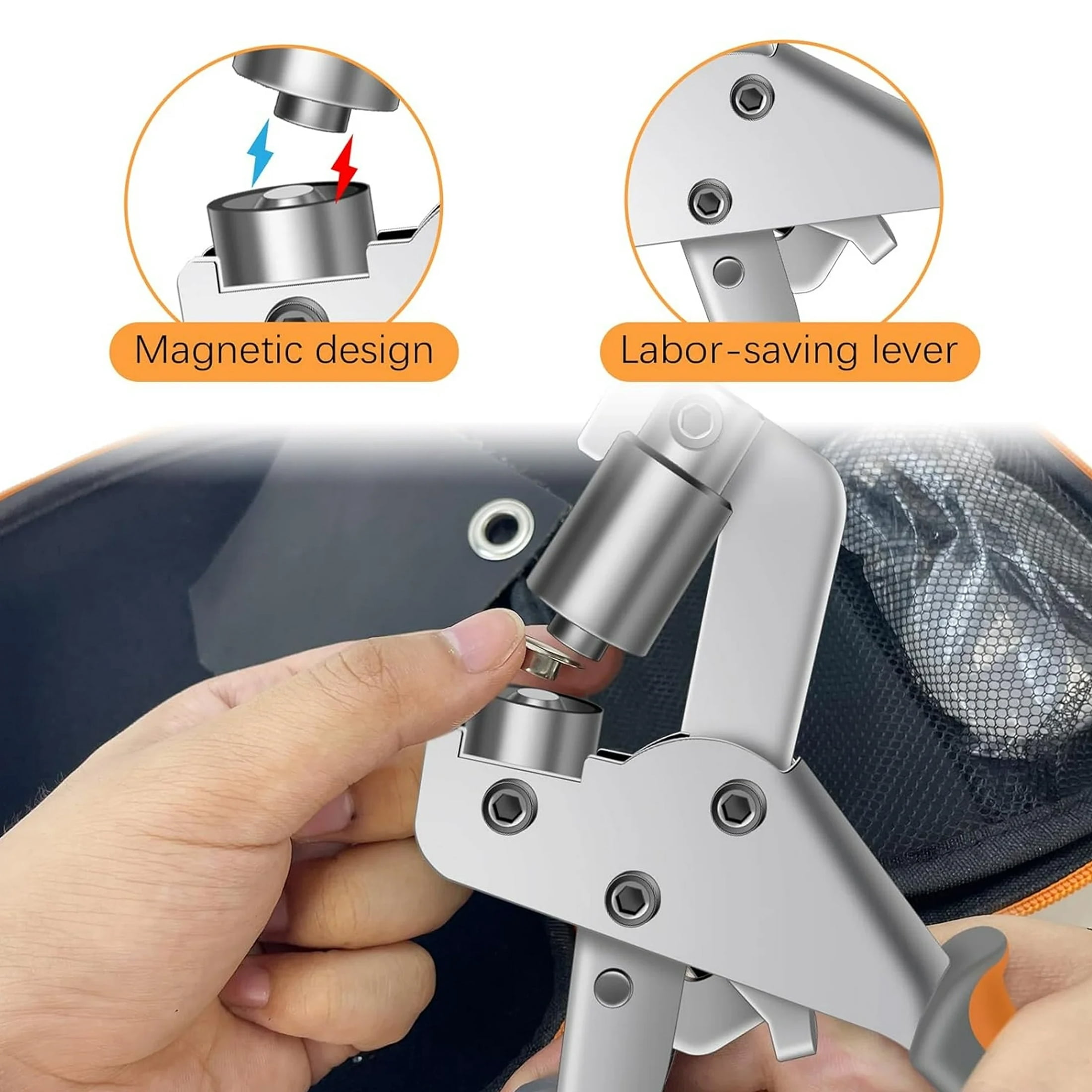 Grommet Tool Kit with Bag, 3/8 and 1/4 Tarp Grommet Kit with 200Pcs 10mm Grommets and 200Pcs 6mm Grommets, Grommets for Fabrics, Tarps, Vinyl and Banners