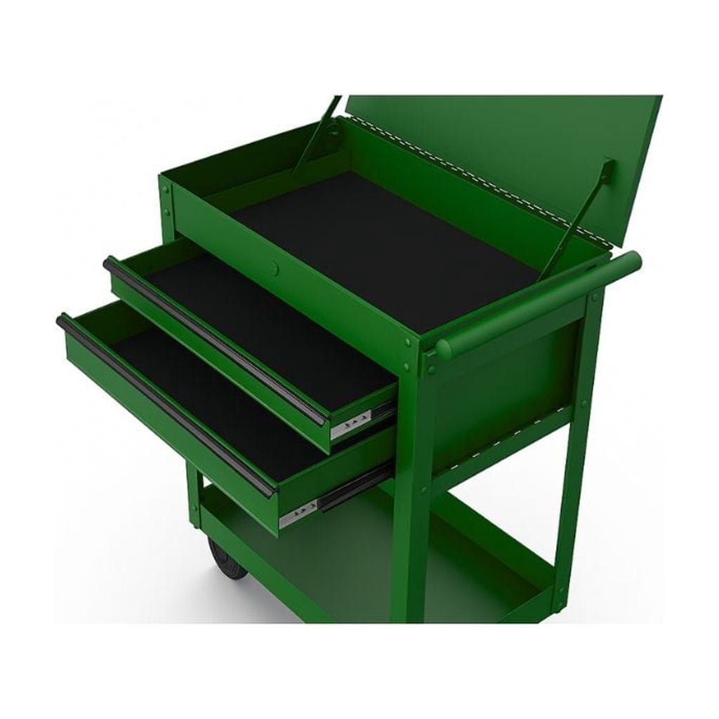 Hyper Tough 28-Inch Steel Tool Cart with Drawer, 500 lb Load Capacity, Green Powder-Coated
