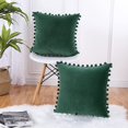 thumbnail image 3 of EastVita Throw Pillow Covers With Pom Poms Soft Solid Velvet Pillow Cases Square Decorative Cushion Covers For Couch Bedroom Car Sofa Outdoors, 3 of 6