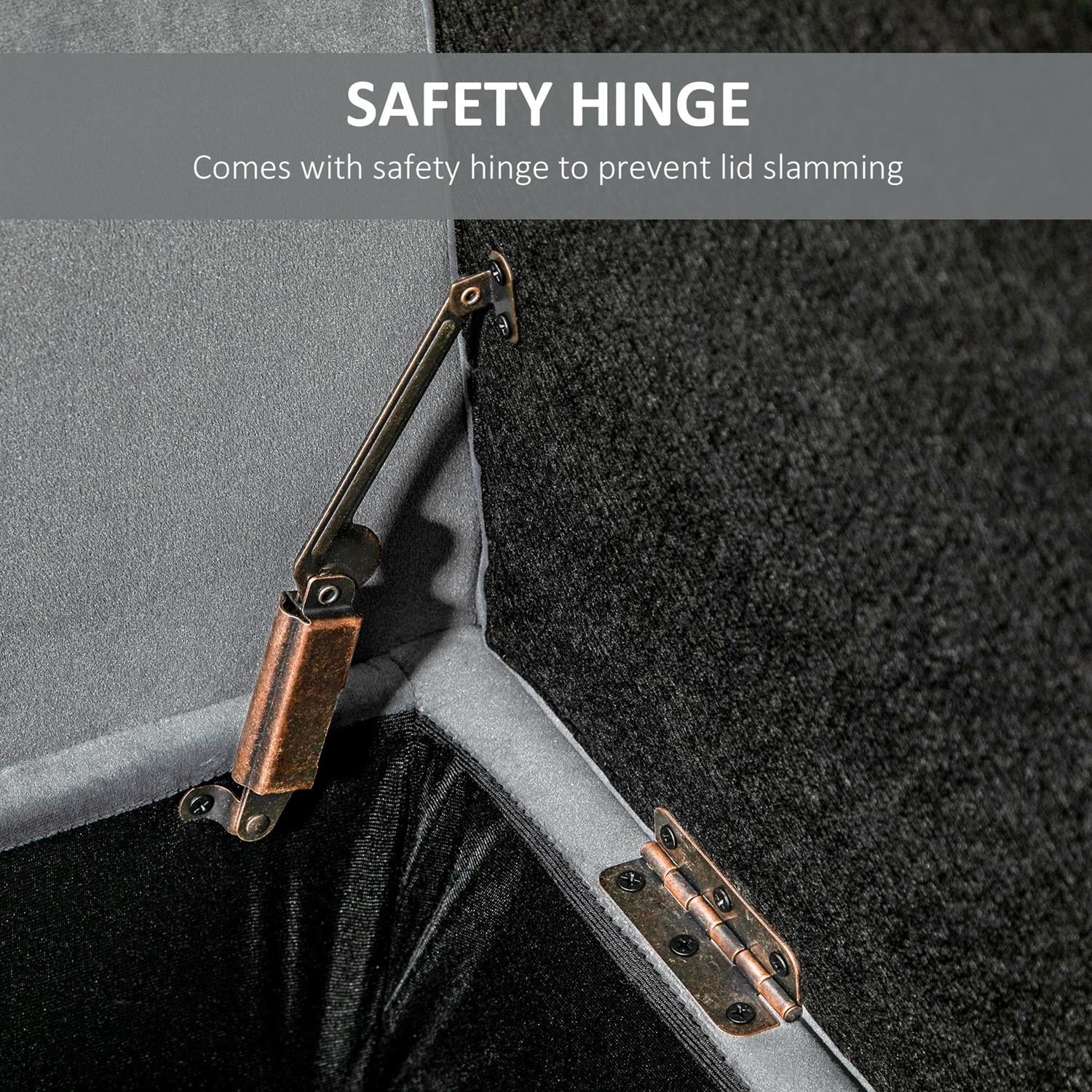 Demi Bonn 53" Tufted Storage Ottoman Bench with Upholstery and Rolled Armrests for Living Room and Hallway Spaces, Comfy Seating with Hidden Storage, Gray