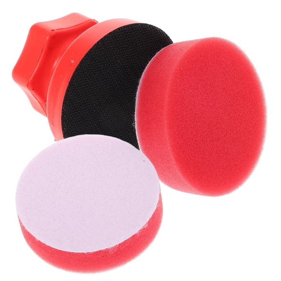 DINHEAROM Car Polishers Kit with Red Handheld Wax Applicator for Car Care Enthusiasts, Compact 2.95x2.95x2.36in Set