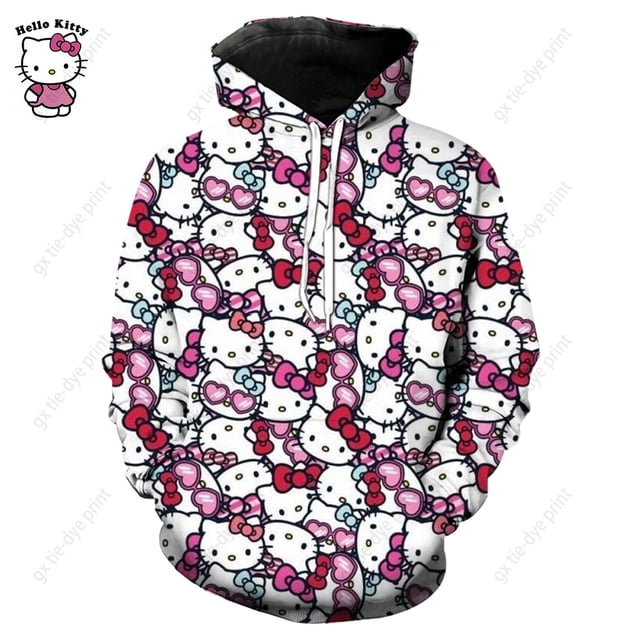 Hermosa sudadera morada de Hello Kitty para mujer, sudadera con capucha de alta calidad, sencilla, informal, holgada, de otoño, de gran tamaño