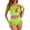 Green, variant on Women's High Waisted Bikini Swimsuit Split Color Design Adjustable Drawstring Gathered Abdominal Coverage Soft Breathable Fabric for Beach Pool Vacation