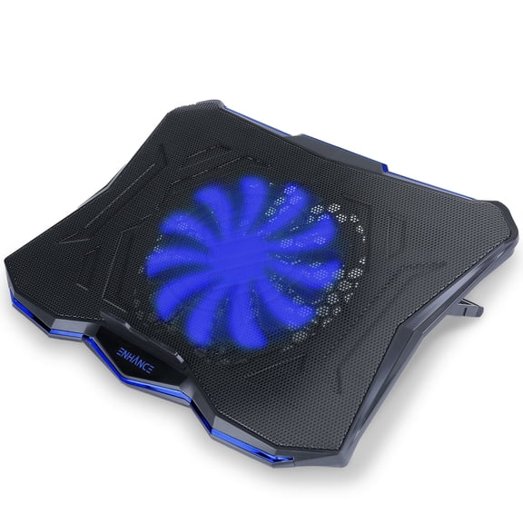 ENHANCE Cryogen 5 Gaming Laptop Cooling Pad Stand, Adjustable Height, USB Ports, 800 RPM - Blue