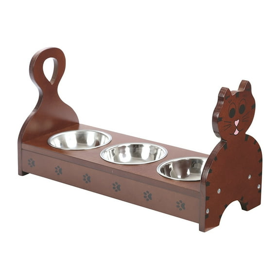 Wood Multiple Cats Elevated Feeder