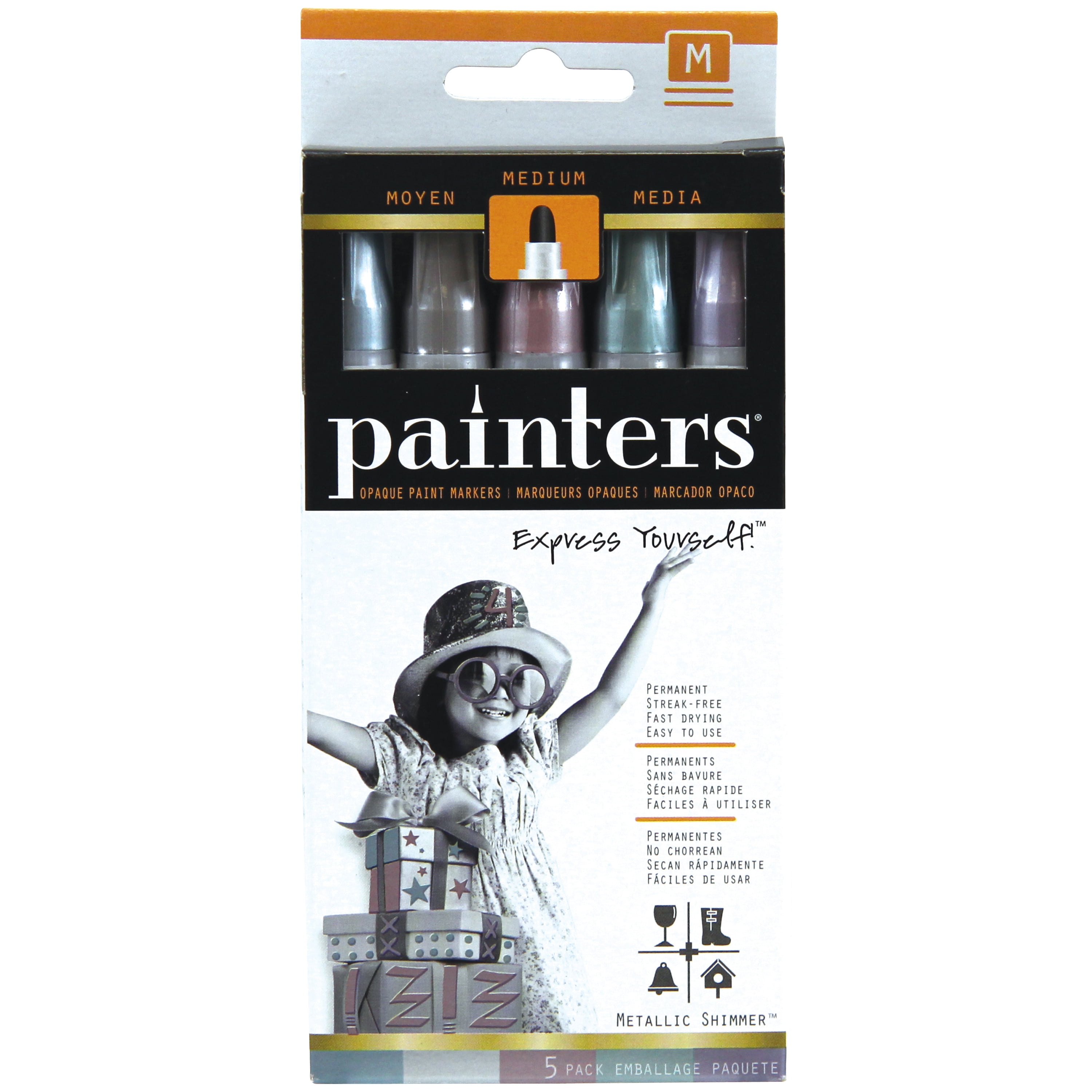 Painters Metallic Medium Nib Paint Pens, 5 Count