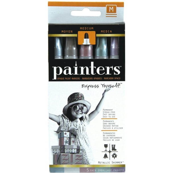 Painters Metallic Medium Nib Paint Pens, 5 Count
