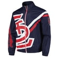 thumbnail image 2 of Men's Mitchell & Ness Navy St. Louis Cardinals Exploded Logo Warm Up Full-Zip Jacket, 2 of 3