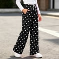 thumbnail image 5 of hotojiny Girls Wide Leg Sweatpants Polka Dot Print Baggy Pant with Drawstring Casual Elastic Waist Loose Athletic Pants(Black,11-12 Years), 5 of 6