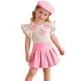 thumbnail image 2 of Amidoa Girls Summer 2 Piece Outfits Cute Sleeveless Tops Tops and Casual Skirt Kids Clothing Set Pink Size Pink Size 8, 2 of 9