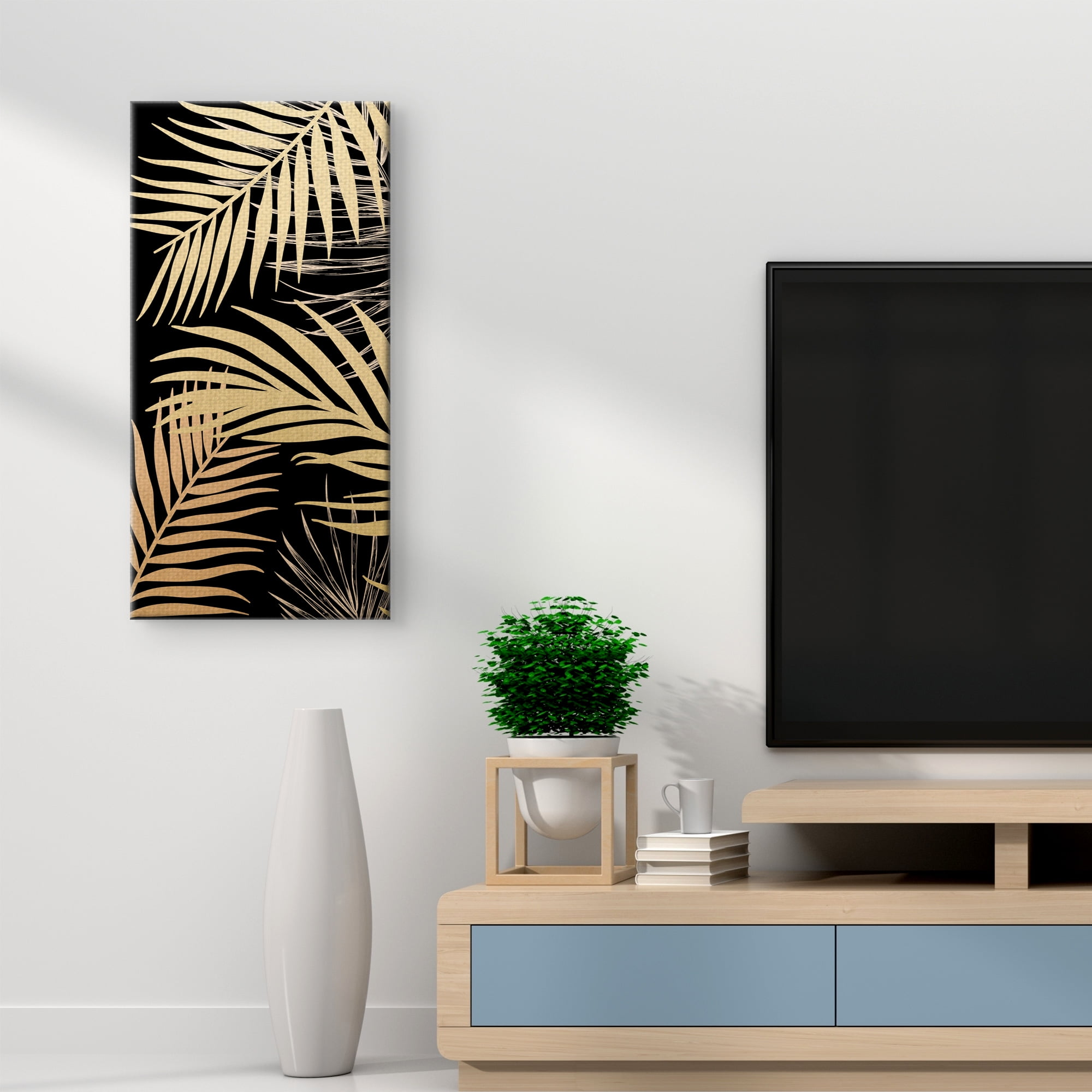 Masterpiece Art Gallery Palms D'or I Tropical Leaves By Belle Maison Canvas Art Print 17" x 34"