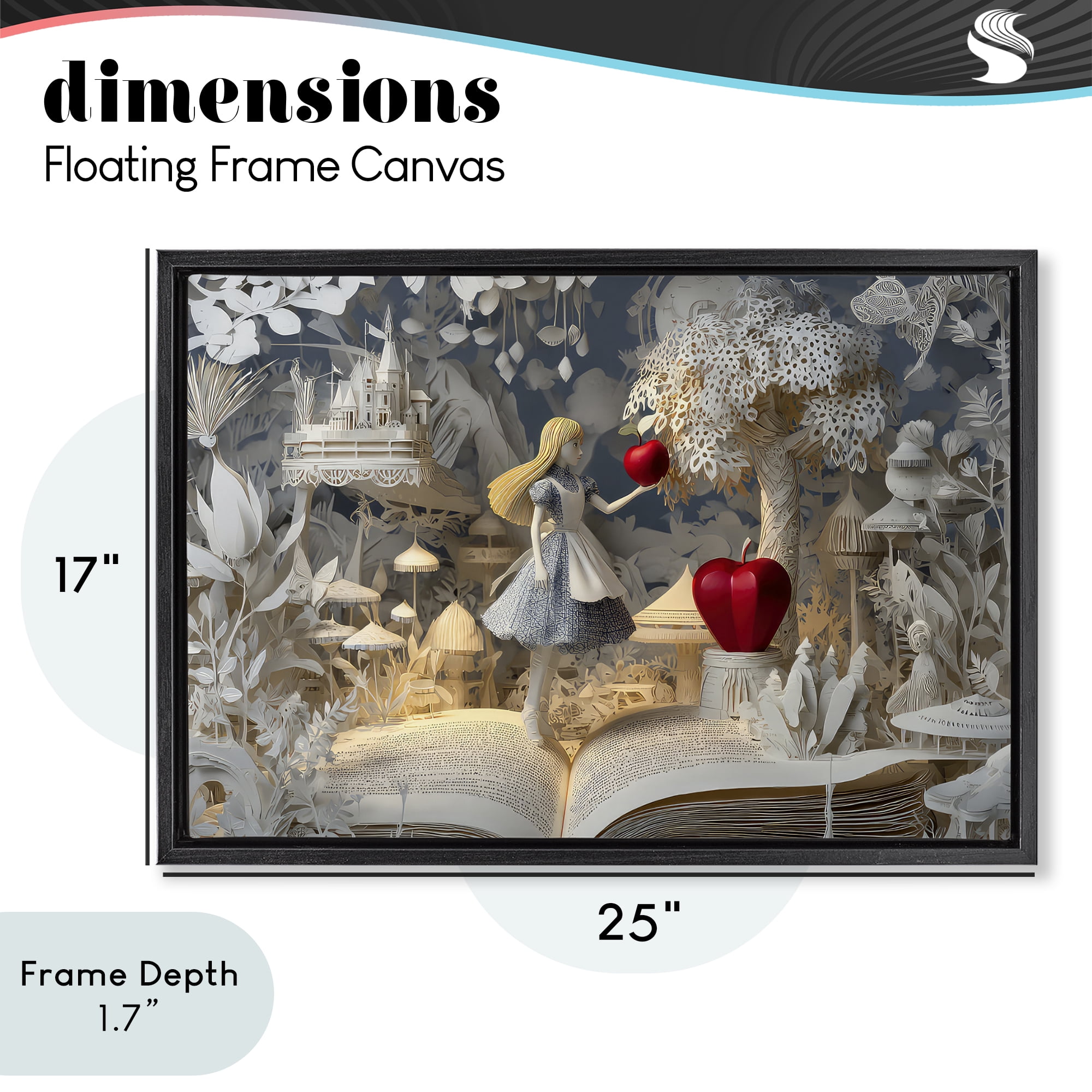 Stupell Industries Fairytale Scene Papercraft Black Framed Floater Canvas Wall Art, design by The Wands Want