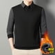thumbnail image 3 of Blusa y camisa de manga larga con cuello vuelto para hombre, color liso, intensificación de patrón, cálida, con cuello vuelto, blusa de poliéster para hombre., 3 of 4