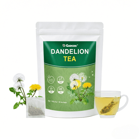 Dandelion Tea Herbal Detox Blend, Natural Plant Based Tea Bags, Caffeine Free, Liver Support Wellness, 30 Tea Bags