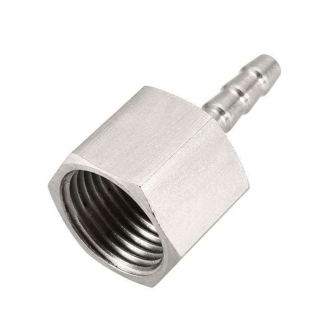 Conector adaptador de manguera de acero inoxidable de barbilla de 6mm x G1/2 hembra 1Pcs plateado