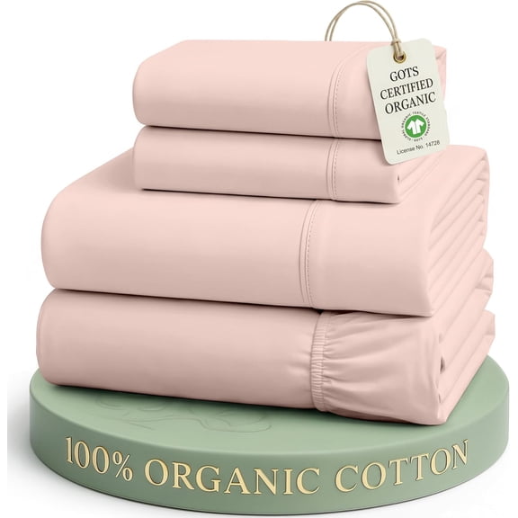Full Size 4-Piece Sheet Set 100% Organic Cotton Percale in Sepia Rose