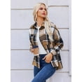 thumbnail image 2 of Weardear Women's Plaid Jacket Casual Flannel Shacket Button Down Side Slits Jacket, 2 of 5