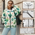 thumbnail image 6 of COEQINE Oversized Women's Hoodie Fashion Full Zipper Sweatshirts Cactus and Flower White Print Long Sleeve Casual Wear Fall Winter Outfits Jacket with Pockets, 4XL, 6 of 7