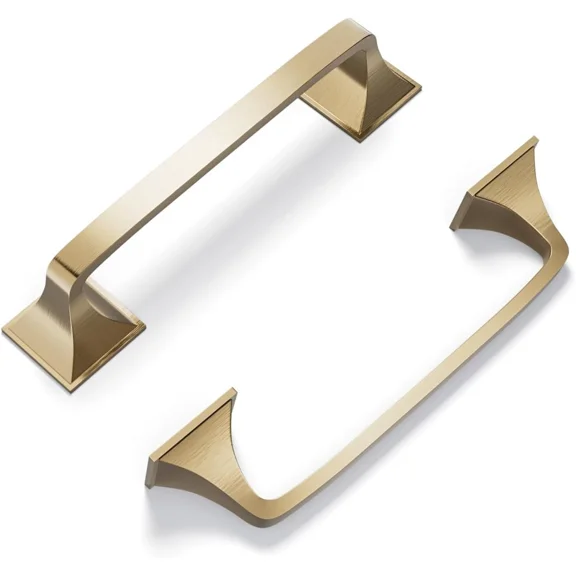 Cobbe 10 Pack Solid Brushed Gold Kitchen Cabinet Handles, Drawer Pulls - 5 Inch