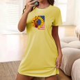 thumbnail image 5 of Tnhcen Women's Oversized Short Nightgown Printed Round Neck and Short Sleeves Dress Pajamas for Women Womens Nightgowns Nightwear Sexy for Women Women Sleepwear Yellow, 5 of 6