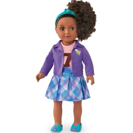 CutieCube Dollz Chloe Posable 18 inch Doll, Dark Brunette Hair, Brown Eyes