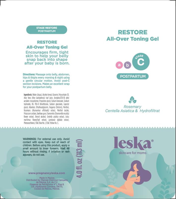 Leska Maternity Stage C Set 2-Pack Bundle | RESTORE All-Over Toning Gel l (Postpartum) | Part of a Complete 3 Part Pregnancy Skin Care System (Set of 2, 4oz each)
