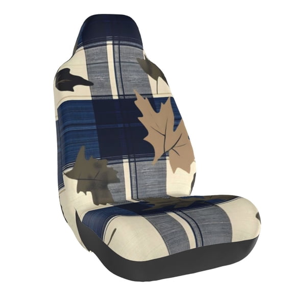 Car Seat Cover Set (1-Piece) Front Seat Cushion Cover Elastic Breathable Seat Pad Universal Fit For Women & Men Suv, Truck, Van Car Seat Cover Accessories Plaid Fall Camo Royalblue_2