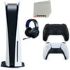 Sony Playstation 5 Disc Version (Sony PS5 Disc) with Midnight Black Extra Controller, Razer Kraken Gaming Headset and Microfiber Cleaning Cloth Bundle
