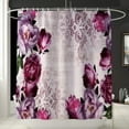thumbnail image 2 of 4 Pcs Bathroom Shower Curtain Set Purple Peony Shower Curtain Bathroom Sets with Rugs (Bath Mat,U Shape and Toilet Lid Cover Mat) and 12 Hooks, 2 of 7