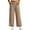 A-Khaki, variant on HomeDM Wide Leg Capri Pants for Women Casual Loose High Waisted with Pockets Khaki Athletic Work Trousers Size L